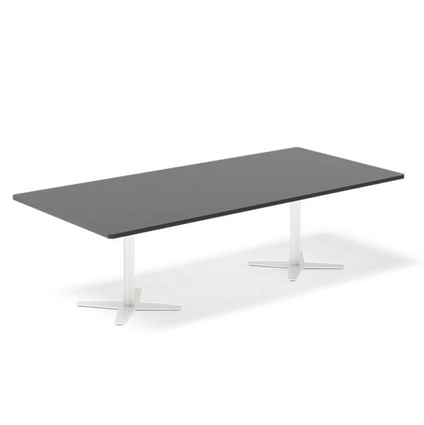 Office konferencebord 260x120cm antracit med hvidt stel