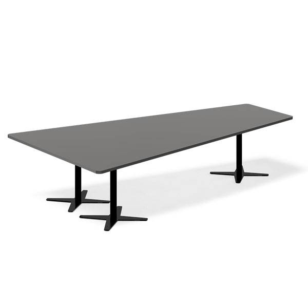 Office konferencebord trapezformet 320x180cm Antracit med sort stel