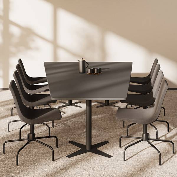 Office konferencebord trapezformet 320x180cm Antracit med sort stel