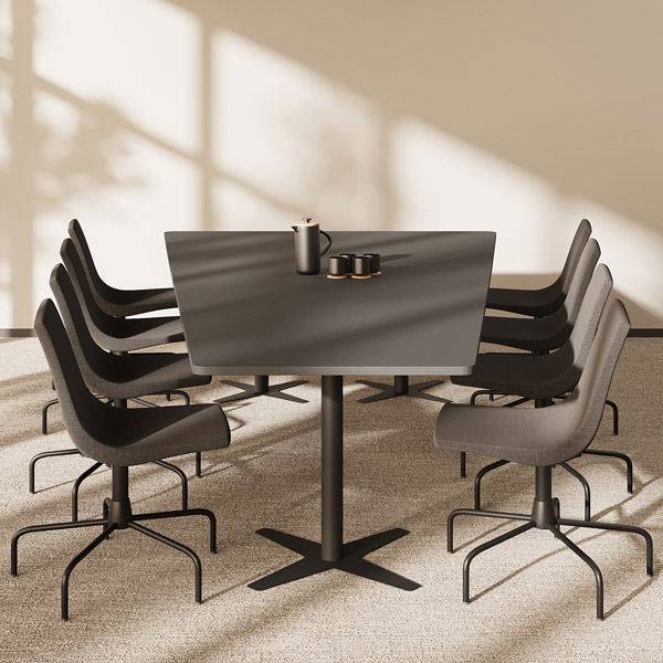 Office konferencebord trapezformet 320x180cm Antracit med sort stel