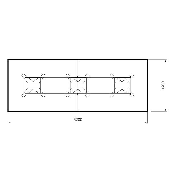 Office konferencebord rektangulært 320x120cm lysgrå med sort stel
