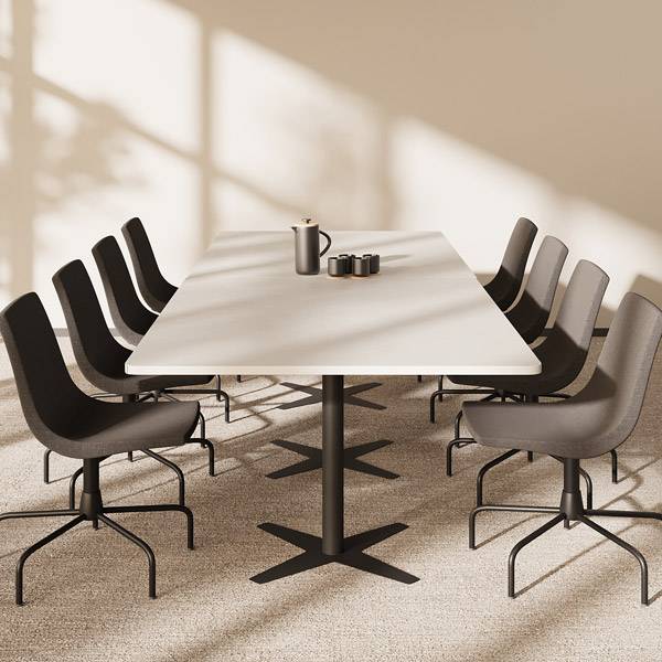 Office konferencebord rektangul&aelig;rt 320x120cm lysgr&aring; med sort stel