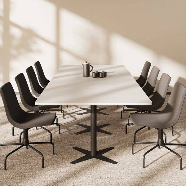 Office konferencebord rektangul&aelig;rt 320x120cm lysgr&aring; med sort stel