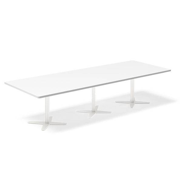 Office konferencebord rektangul&aelig;rt 320x120cm hvid med hvid stel