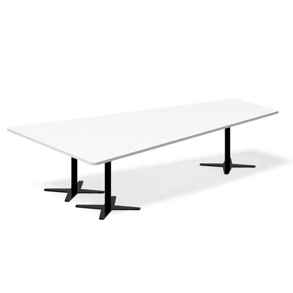 Office konferencebord trapezformet 320x180cm hvid med sort stel