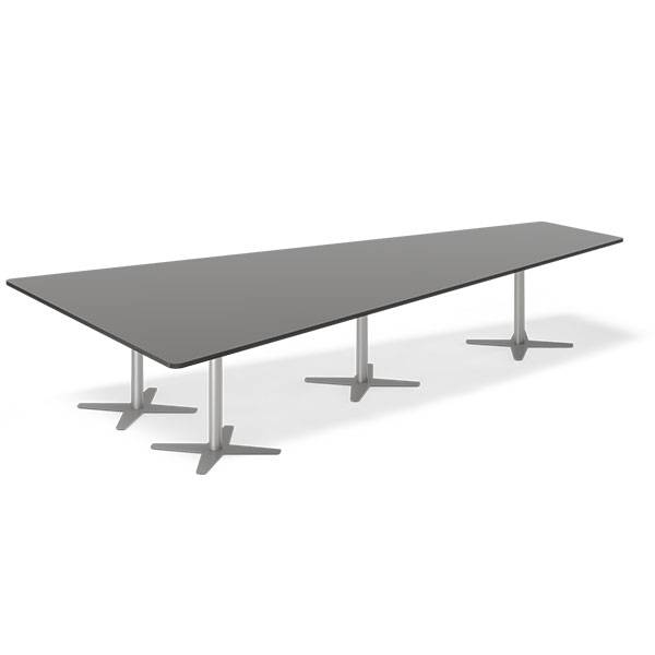 Office konferencebord trapezformet 380x199cm Antracit med alugråt stel