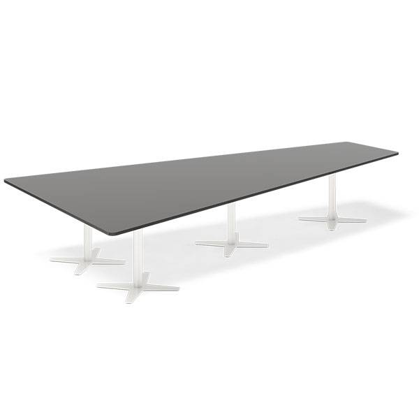 Office konferencebord trapezformet 380x199cm Antracit med hvidt stel