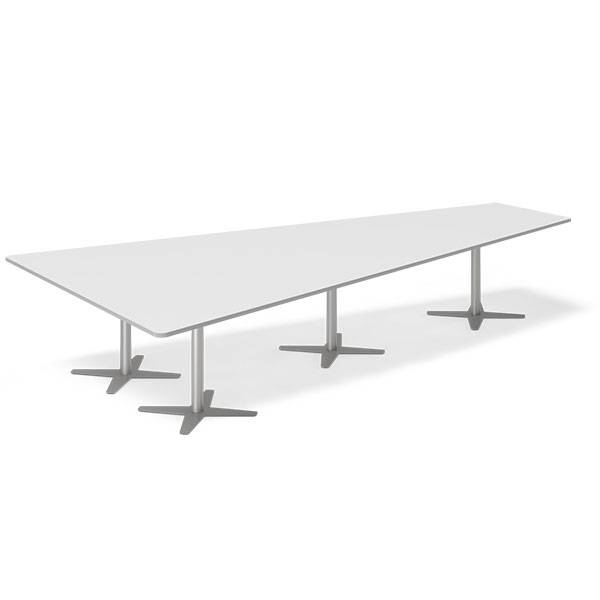 Office konferencebord trapezformet 380x199cm Lysgr&aring; med alugr&aring;t stel