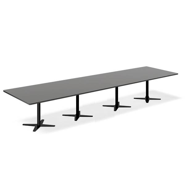 Office konferencebord 440x120cm antracit med sort stel