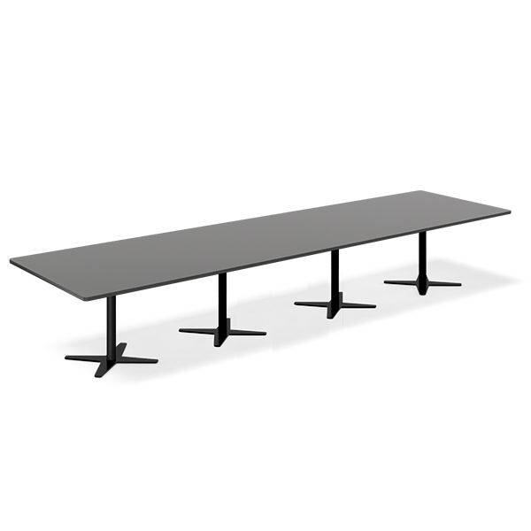 Office konferencebord 440x120cm antracit med sort stel