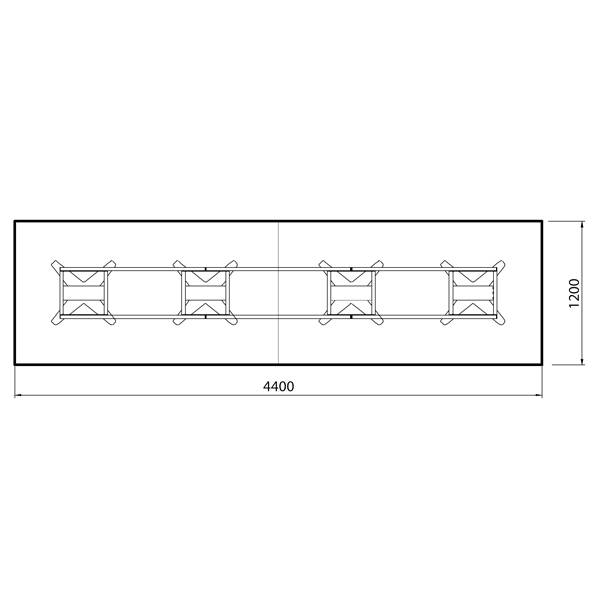 Office konferencebord 440x120cm antracit med sort stel