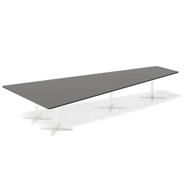 Office konferencebord trapezformet 440x217,5cm Antracit med hvidt stel