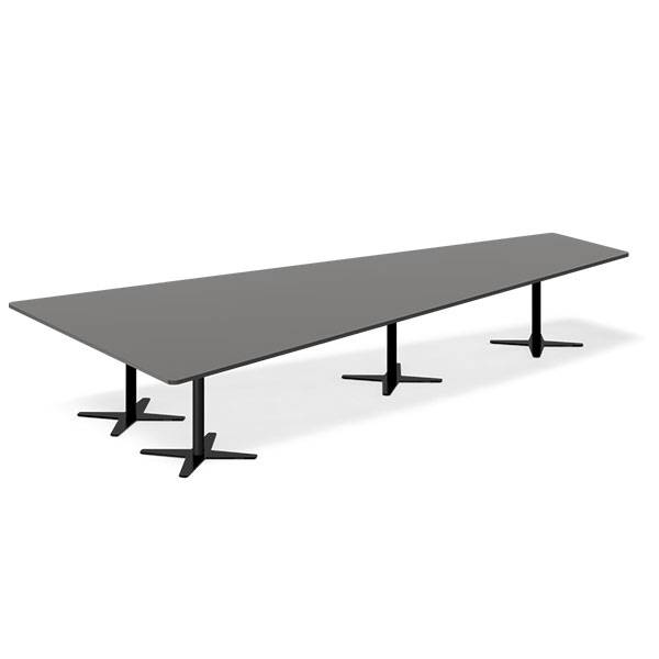 Office konferencebord trapezformet 440x217,5cm Antracit med sort stel