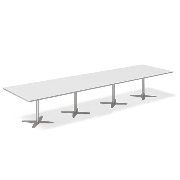 Office konferencebord rektangul&aelig;rt 440x120cm lysgr&aring; med alugr&aring;t stel