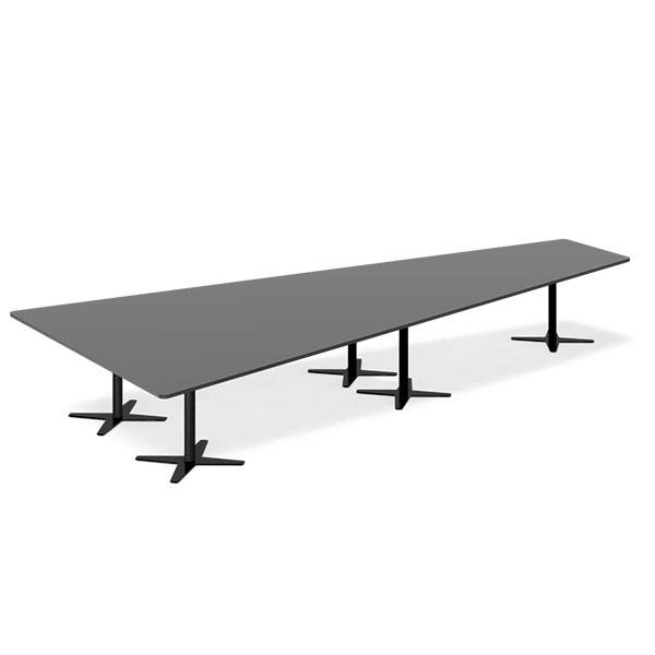 Office konferencebord trapezformet 500x236,5cm Antracit med sort stel