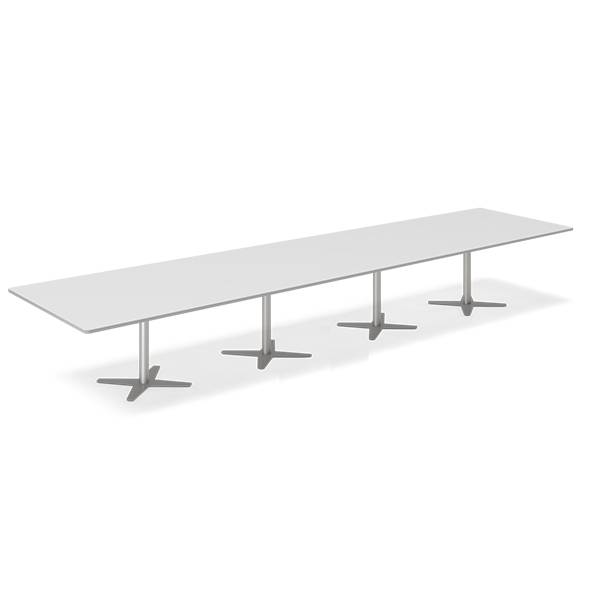 Office konferencebord rektangulært 500x120cm lysgrå med alugråt stel