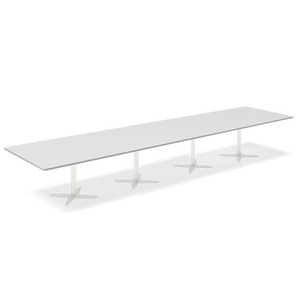Office konferencebord rektangul&aelig;rt 500x120cm lysgr&aring; med hvid stel