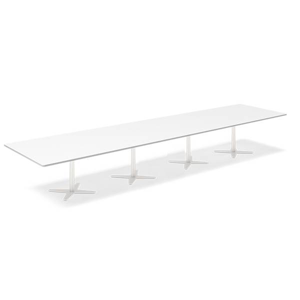 Office konferencebord rektangul&aelig;rt 500x120cm hvid med hvid stel