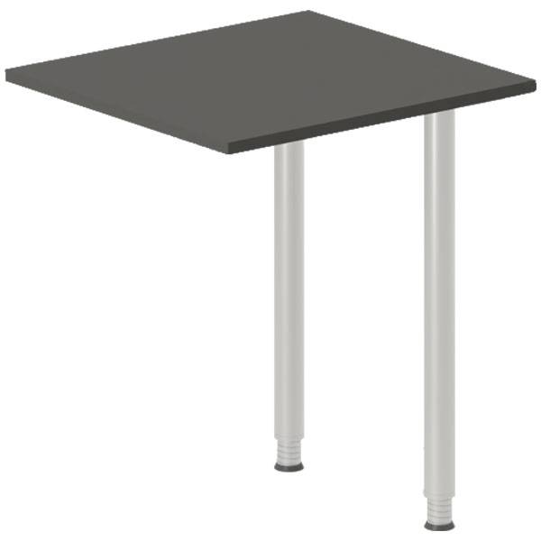 Office skrivebord tilbygning 60x60cm i antracit med alugr&aring;t stel