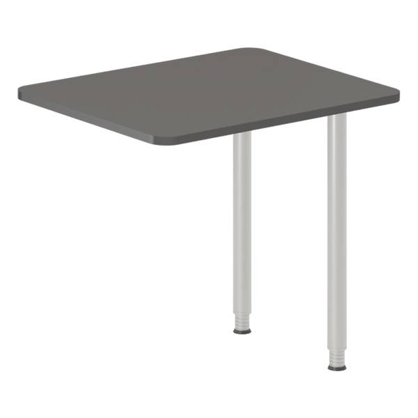 Office skrivebord tilbygning 80x60cm i antracit med alugråt stel