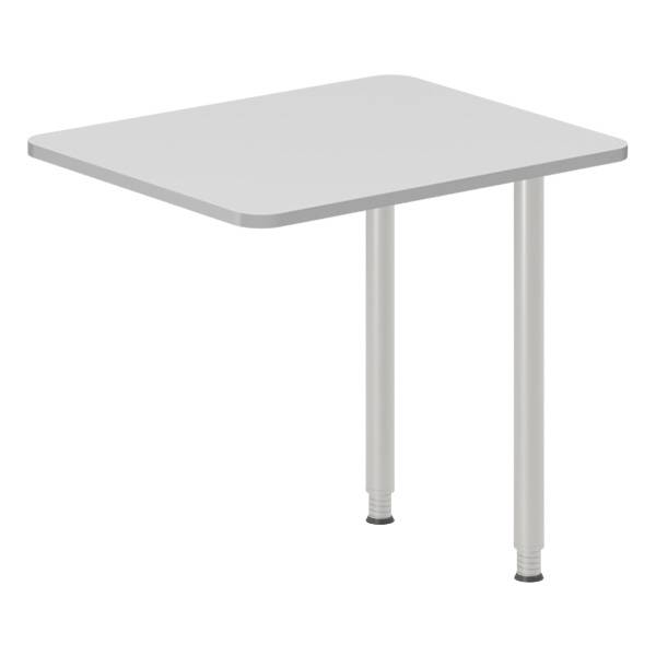 Office skrivebord tilbygning 80x60cm i lys grå med alugråt stel