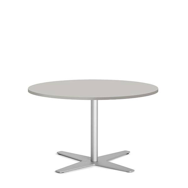 Amy cafebord &Oslash;90cm h:56,5cm lys gr&aring;, facetkant med alu stel