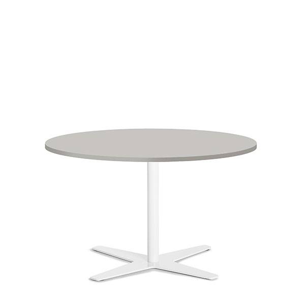 Amy cafebord &Oslash;90cm h:56,5cm lys gr&aring;, facetkant med hvidt stel