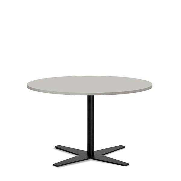 Amy cafebord &Oslash;90cm h:56,5cm lys gr&aring;, facetkant med sort stel