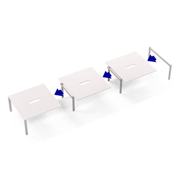 Studiebord startmodul 160x80cm i lys grå med hvidt stel 