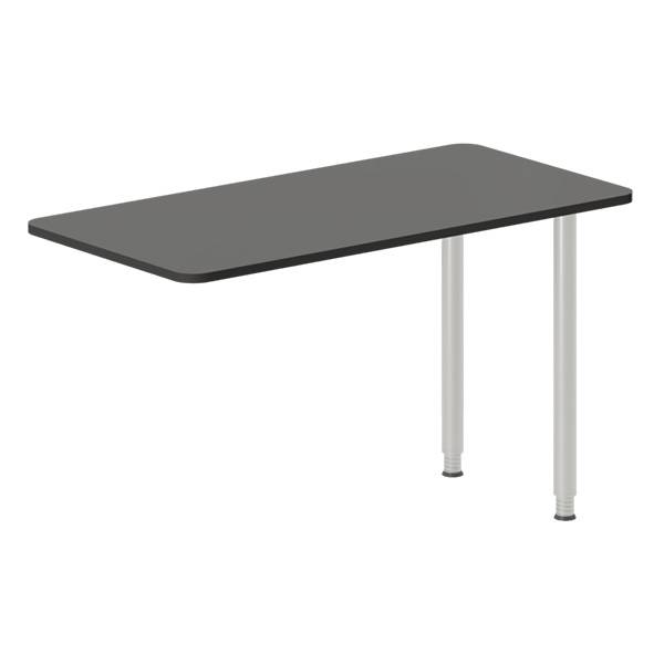 Office skrivebord tilbygning 120x60cm i antracit med alugråt stel