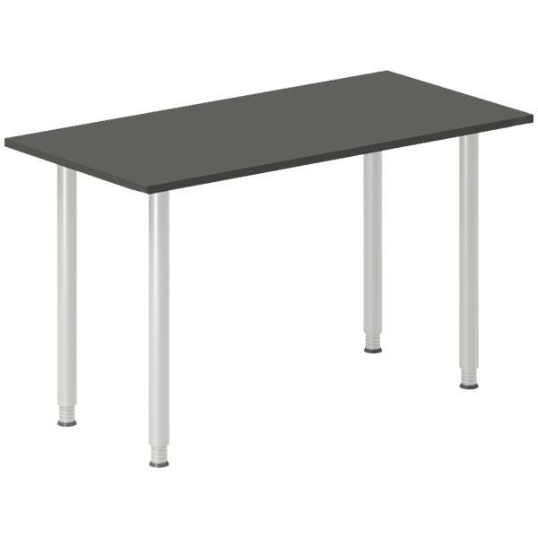 Office skrivebord tilbygning 120x60cm i antracit med alugr&aring;t stel