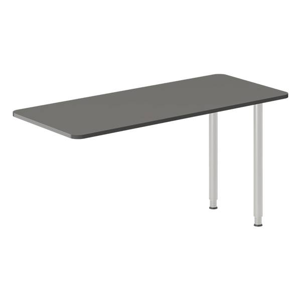 Office skrivebord tilbygning 140x60cm i antracit med alugråt stel