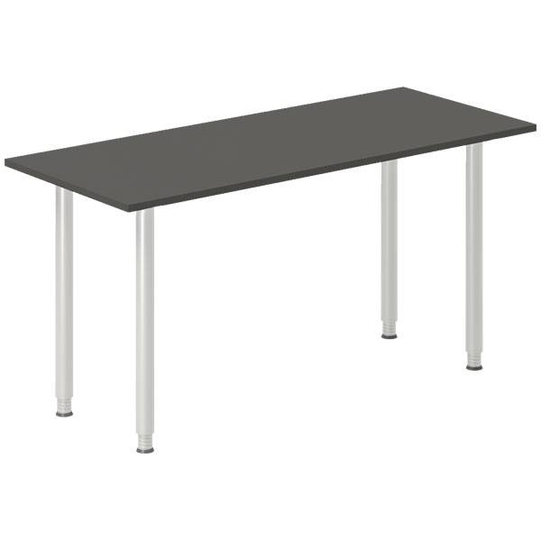 Office skrivebord tilbygning 140x60cm i antracit med alugr&aring;t stel