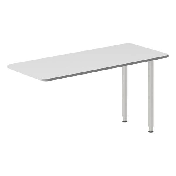 Office skrivebord tilbygning 140x60cm i lys grå med alugråt stel