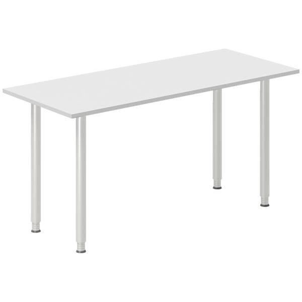 Office skrivebord tilbygning 140x60cm i lys gr&aring; med alugr&aring;t stel