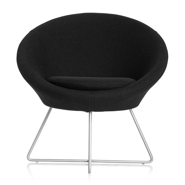Paris loungestol med alugr&aring; ben og sort stof