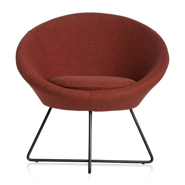 Paris loungestol med sorte ben og rustrød stof