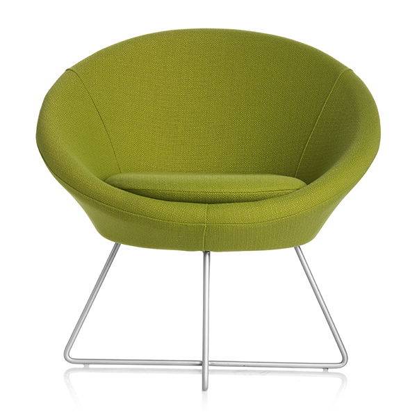 Paris loungestol med alugr&aring; ben og limegr&oslash;n stof