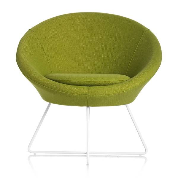 Paris loungestol med hvide ben og limegr&oslash;n stof