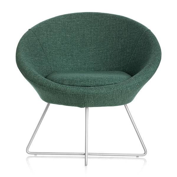 Paris loungestol med alugr&aring; ben og petroleumsgr&oslash;n stof