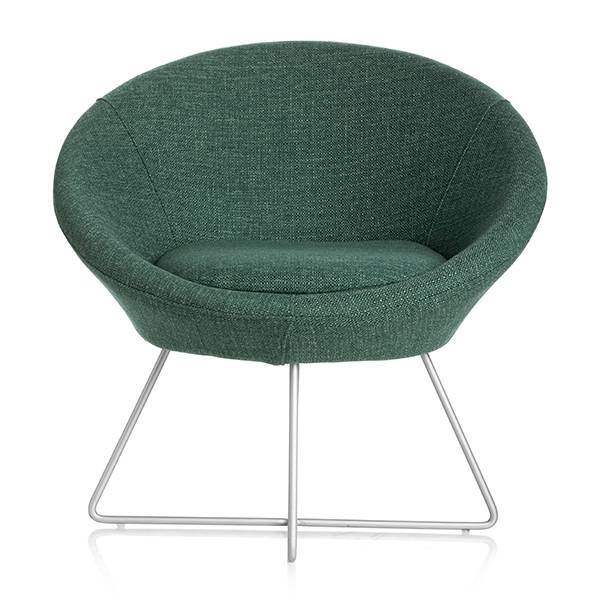 Paris loungestol med alugr&aring; ben og petroleumsgr&oslash;n stof