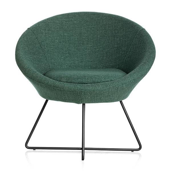 Paris loungestol med sorte ben og petroleumsgr&oslash;n stof