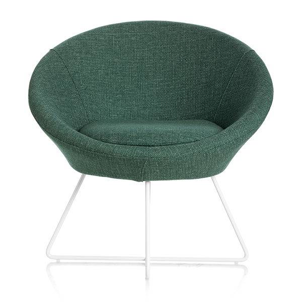 Paris loungestol med hvide ben og petroleumsgr&oslash;n stof