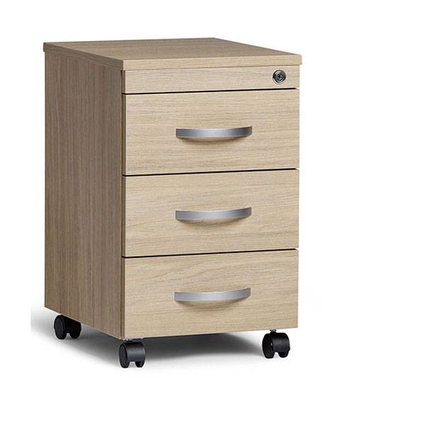 Ekoflex skuffesektion med 3 l&aring;sbare skuffer i eg laminat 