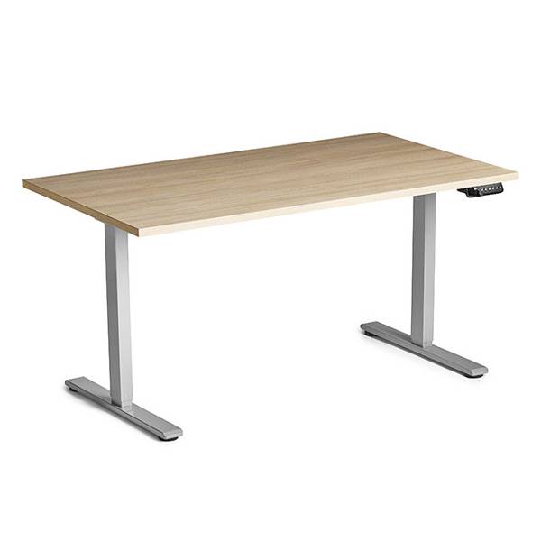Ekoflex 2.0 hæve-sænkebord 140x80cm i eg med alugråt stel
