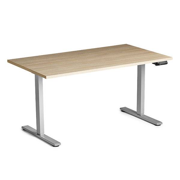 Ekoflex 2.0 h&aelig;ve-s&aelig;nkebord 140x80cm i eg med alugr&aring;t stel 