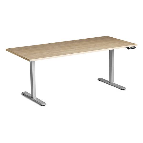 Ekoflex 2.0 hæve-sænkebord 180x80cm i eg med alugråt stel
