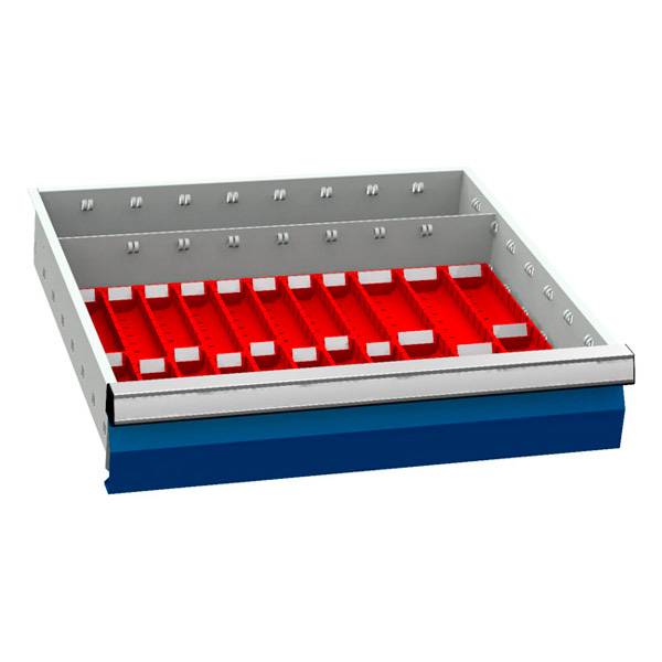 Skuffeindretning B 530x500mm h&oslash;jde 100mm r&oslash;d