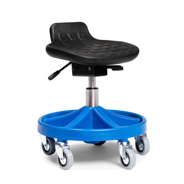 All-round Comfort mont&oslash;rstol lav med let rullende hjul og bl&aring;t understel