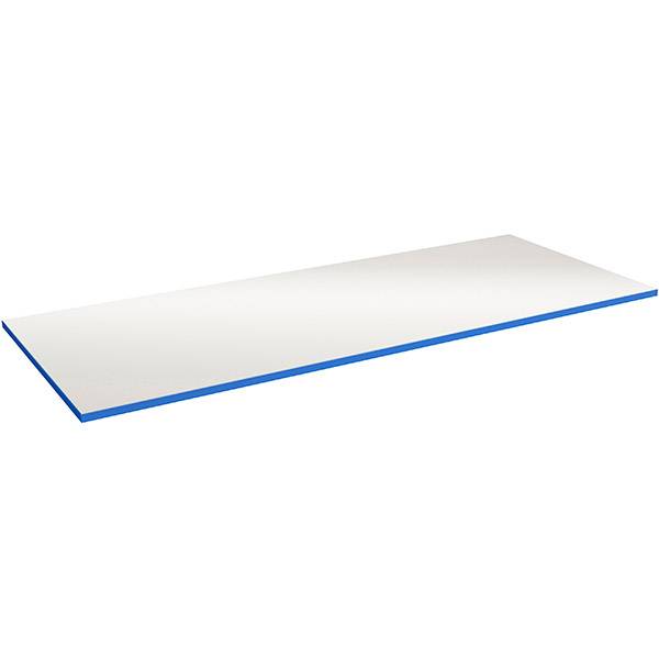 Bordplade 1200x800x24mm i lys grå HPL laminat med blå ABS kant